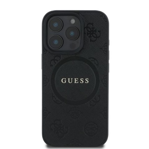 Guess nakładka do iPhone 16 Pro Max 6,9" GUHMP16XPSAPSMEK czarna hardcase Saffiano Peony Classic Logo MagSafe