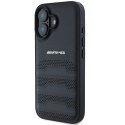 AMG AMHCP16SGSEBK iPhone 16 6.1" czarny/black hardcase Leather Debossed Lines Black Logo