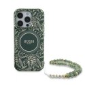 Guess GUHMP16LHCPOFPA iPhone 16 Pro 6.3" zielony/green hardcase IML Flowers Allover Electro With Pearl Strap MagSafe