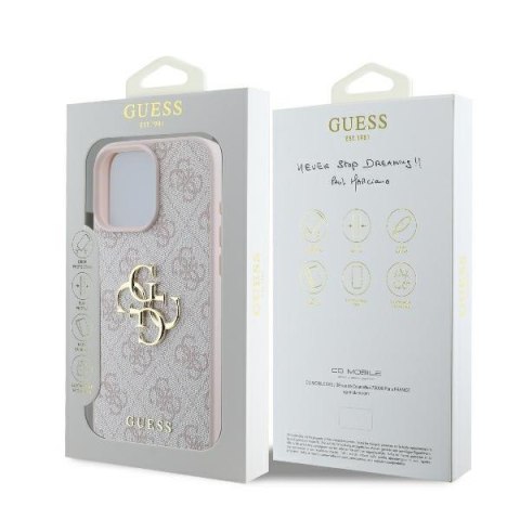 Guess nakładka 4G Big Logo do iPhone 16 Pro 6,3" GUHCP16L4GMGPI różowa