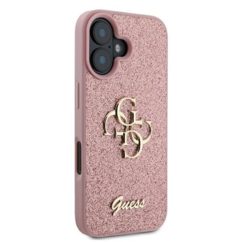 Guess nakładka Fixed Glitter Big 4G do iPhone 16 6,1" GUHCP16SHG4SGP różowa