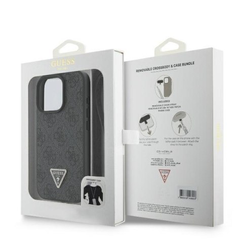 Guess nakładka Leather Metal Logo Strass Crossbody do iPhone 16 Pro 6,3" GUHCP16LP4TDSCPK czarna