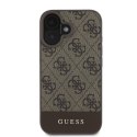 Guess nakładka do iPhone 16 6,1" GUHCP16SG4GLBR brązowa hardcase 4G Bottom Stripe