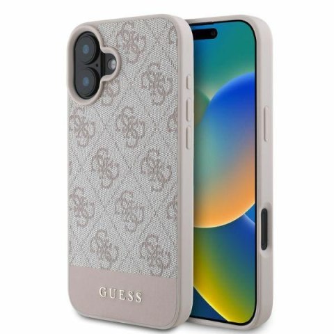 Guess nakładka do iPhone 16 6,1" GUHCP16SG4GLPI różowa hardcase 4G Bottom Stripe