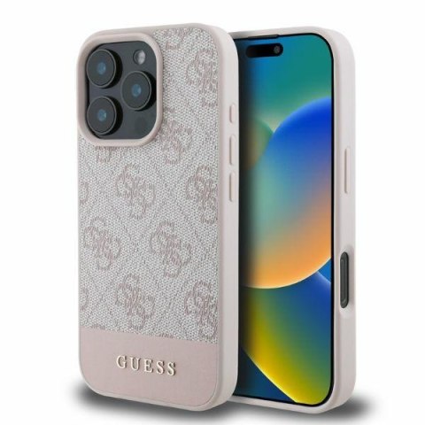 Guess nakładka do iPhone 16 Pro 6,3" GUHCP16LG4GLPI różowa hardcase 4G Bottom Stripe