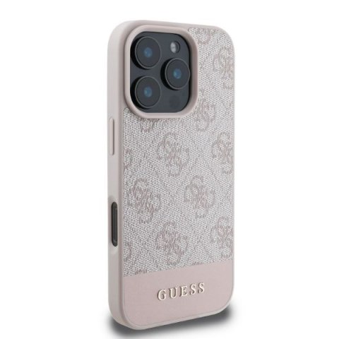 Guess nakładka do iPhone 16 Pro 6,3" GUHCP16LG4GLPI różowa hardcase 4G Bottom Stripe