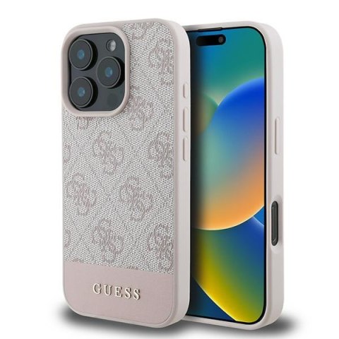 Guess nakładka do iPhone 16 Pro Max 6,9" GUHCP16XG4GLPI różowa hardcase 4G Bottom Stripe