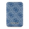 Guess Powerbank indukcyjny 15W GUPB5FP4EMGB 5000mAh niebieski/blue 4G Leather Metal Logo MagSafe