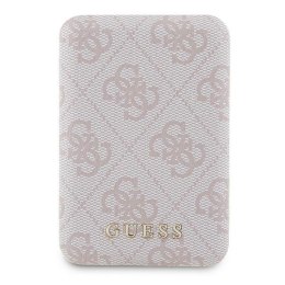 Guess Powerbank indukcyjny 15W GUPB5FP4EMGP 5000mAh różowy/pink 4G Leather Metal Logo MagSafe