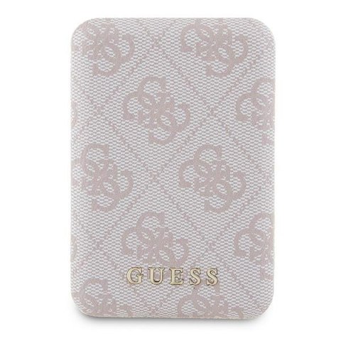 Guess Powerbank indukcyjny 15W GUPB5FP4EMGP 5000mAh różowy/pink 4G Leather Metal Logo MagSafe