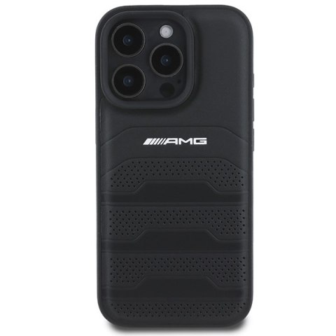 AMG AMHCP16LGSEBK iPhone 16 Pro 6.3" czarny/black hardcase Leather Debossed Lines Black Logo