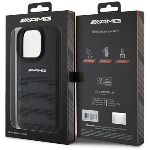 AMG AMHCP16LGSEBK iPhone 16 Pro 6.3" czarny/black hardcase Leather Debossed Lines Black Logo