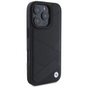 BMW BMHCP16L23RCGPK iPhone 16 Pro 6.3" czarny/black hardcase Sign Leather Crossing Lines Pattern