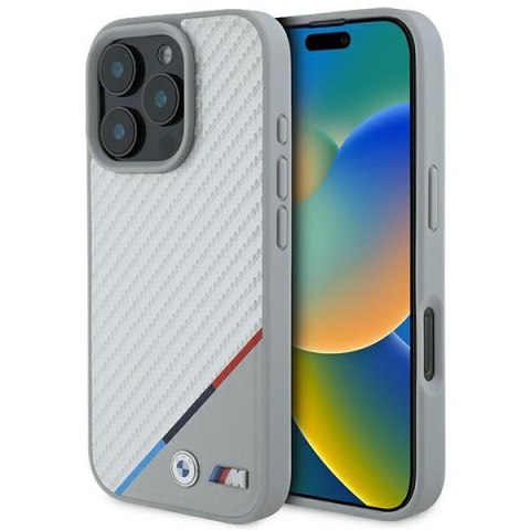 BMW BMHMP16X23PUDTS iPhone 16 Pro Max 6.9" szary/grey hardcase M Carbon Tricolor Line MagSafe