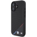 BMW BMHMP16S23PUPDK iPhone 16 6.1" czarny/black hardcase M Perforated Tricolor Line MagSafe