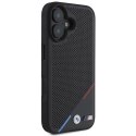 BMW BMHMP16S23PUPDK iPhone 16 6.1" czarny/black hardcase M Perforated Tricolor Line MagSafe