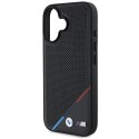 BMW BMHMP16S23PUPDK iPhone 16 6.1" czarny/black hardcase M Perforated Tricolor Line MagSafe