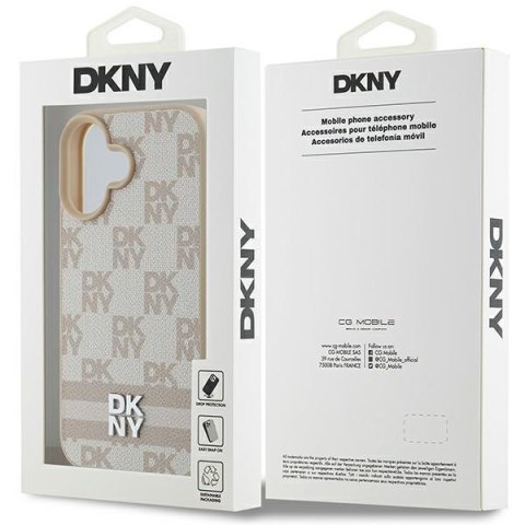 DKNY DKHCP16SPCPTSSP iPhone 16 6.1" różowy/pink hardcase Checkered Pattern & Printed Stripes