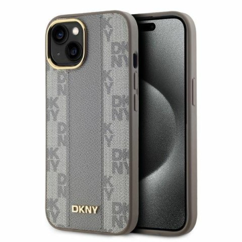 DKNY DKHMP14SPCPVSLE iPhone 14 6.1" beżowy/beige hardcase Leather Checkered Mono Pattern MagSafe