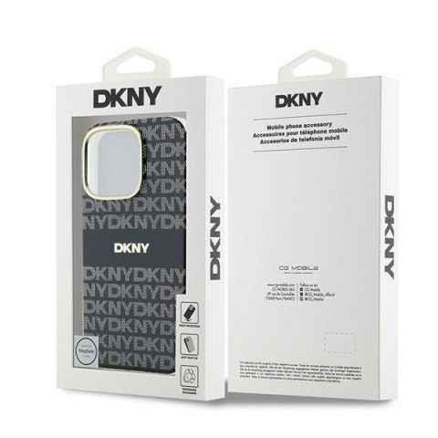 DKNY DKHMP16LHRHSEK iPhone 16 Pro 6.3" czarny/black hardcase Repeat Texture Pattern With Stripe