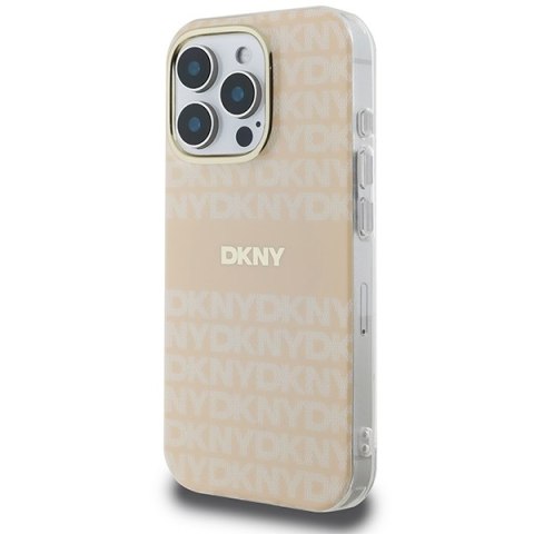 DKNY DKHMP16LHRHSEP iPhone 16 Pro 6.3" różowy/pink hardcase Repeat texture patern & Stripe MagSafe