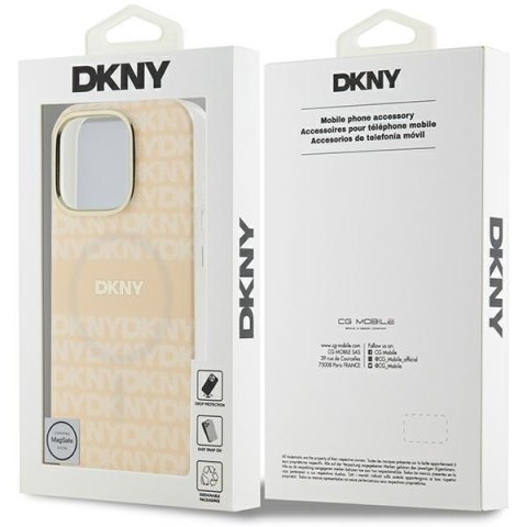 DKNY DKHMP16LHRHSEP iPhone 16 Pro 6.3" różowy/pink hardcase Repeat texture patern & Stripe MagSafe