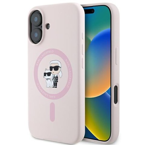 Karl Lagerfeld KLHMP16MSCMKCRHP iPhone 16 Plus różowy/pink HC MagSafe Silicone KC Heads Ring