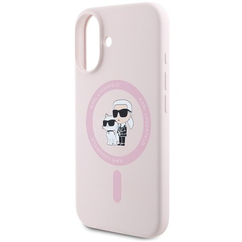 Karl Lagerfeld KLHMP16SSCMKCRHP iPhone 16 różowy/pink HC MagSafe Silicone KC Heads Ring