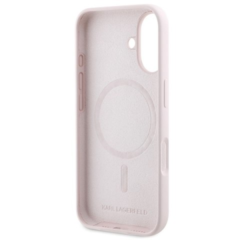 Karl Lagerfeld KLHMP16SSCMKCRHP iPhone 16 różowy/pink HC MagSafe Silicone KC Heads Ring