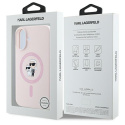 Karl Lagerfeld nakładka do iPhone 16 6,1" KLHMP16SSCMKCRHP różowa hardcase Silicone KC Heads Ring MagSafe