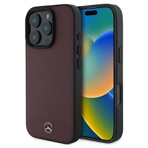 Mercedes nakładka do iPhone 16 Pro 6,3" MEHMP16L23RBARR Hardcase Textured And Plain Leather MagSafe czerwona