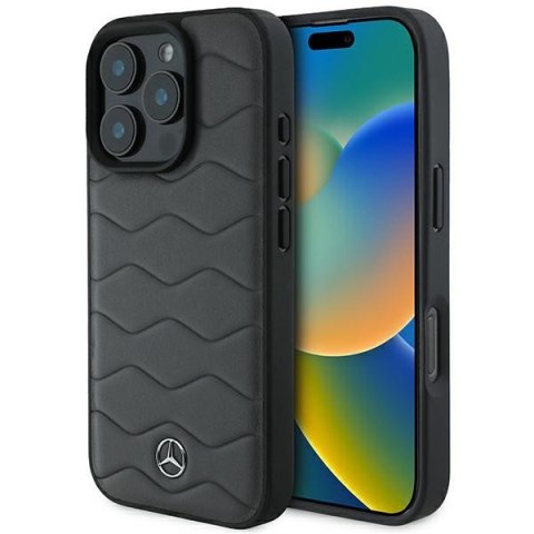 Mercedes nakładka do iPhone 16 Pro Max 6,9" MEHCP16X23RWRSA Hardcase MB Waves Leather szara