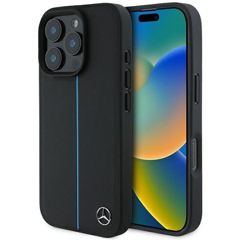 Mercedes nakładka do iPhone 16 Pro Max 6,9" MEHMP16X23RURBK Hardcase MB Blue Line Leather MagSafe czarna