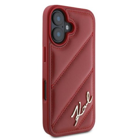 Karl Lagerfeld nakładka do iPhone 16 6,1" KLHCP16SPQDSMGR czerwona Hardcase Diagonal Quilted Script
