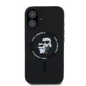 Karl Lagerfeld nakładka do iPhone 16 Plus 6,7" KLHMP16MSCMKCRHK czarna Hardcase Silicone Karl&Choupette Heads Ring MagSafe