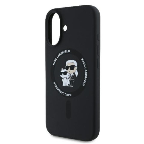 Karl Lagerfeld nakładka do iPhone 16 Plus 6,7" KLHMP16MSCMKCRHK czarna Hardcase Silicone Karl&Choupette Heads Ring MagSafe