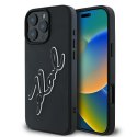 Karl Lagerfeld nakładka do iPhone 16 Pro 6,3" KLHCP16L3DRKSDLK czarna Hardcase 3D Rubber Bicolor Signature