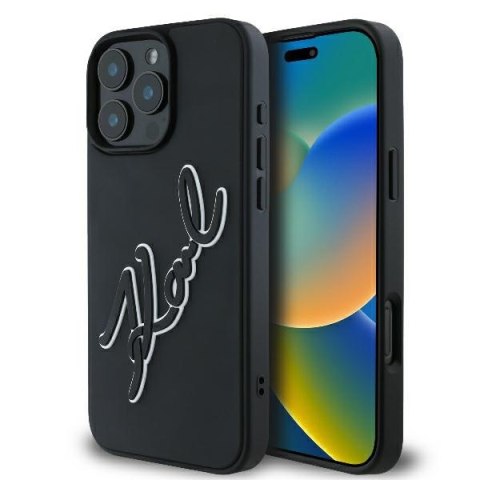 Karl Lagerfeld nakładka do iPhone 16 Pro 6,3" KLHCP16L3DRKSDLK czarna Hardcase 3D Rubber Bicolor Signature