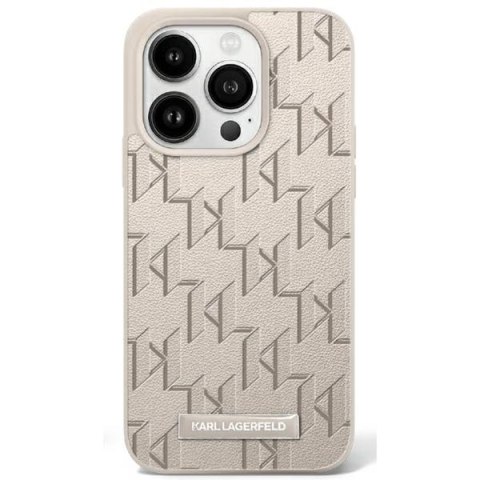 Karl Lagerfeld nakładka do iPhone 16 Pro 6,3" KLHMP16LPKHPORPE beżowa Hardcase Leather Monogram Metal Logo MagSafe