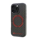 Audi Carbon Fiber Sport Red Circle MagSafe iPhone 16 Pro 6.3" czarny/black hardcase AUS-TPUPCMIP16P-RSQ/D5-BK