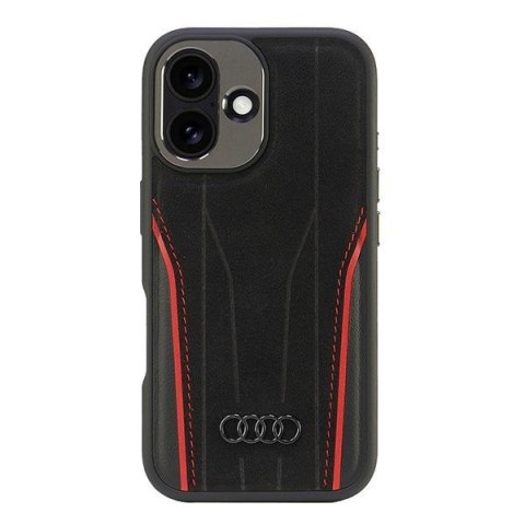 Audi Genuine Leather MagSafe iPhone 16 6.1" czarno-czerwony/black-red hardcase AU-TPUPCMIP16-R8/D3-RD