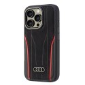 Audi Genuine Leather MagSafe iPhone 16 Pro 6.3" czarno-czerwony/black-red hardcase AU-TPUPCMIP16P-R8/D3-RD