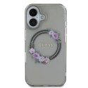 Guess nakładka do iPhone 16 6,1" GUHMP16SHFWFCK IML Flowers Wreath czarna MagSafe