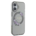 Guess nakładka do iPhone 16 6,1" GUHMP16SHFWFCK IML Flowers Wreath czarna MagSafe