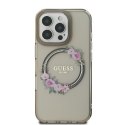 Guess nakładka do iPhone 16 Pro 6,3" GUHMP16LHFWFCK IML Flowers Wreath czarna MagSafe