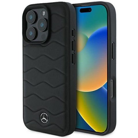 Mercedes nakładka do iPhone 16 Pro 6,3" MEHCP16L23RWRSK Hardcase MB Waves Leather czarna