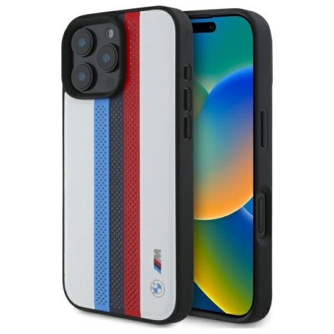 BMW BMHMP16X23PUPTH iPhone 16 Pro Max 6.9" biały/white hardcase M Perf. Tricolor Printed Stripes MagSafe