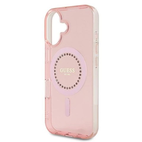 Guess GUHMP16MPFTDTEP iPhone 16 Plus 6.7" różowy/pink hardcase IML Rhinestones MagSafe