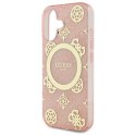 Guess GUHMP16SH4PYEEP iPhone 16 6.1" różowy/pink hardcase IML Peony On 4G Background MagSafe