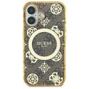 Guess GUHMP16SH4PYEEW iPhone 16 6.1" brązowy/brown hardcase IML Peony On 4G Background MagSafe